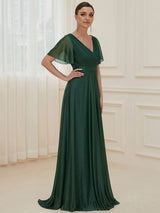 Adorable Plunging V-Neck Ribbon Belt Evening Gown from MsDressly