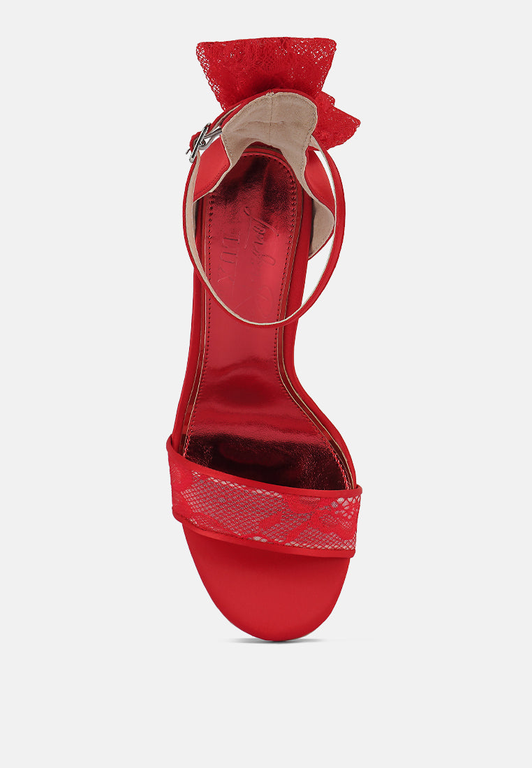 Delancy Bow Detail Lace Stiletto Sandals from London Rag International