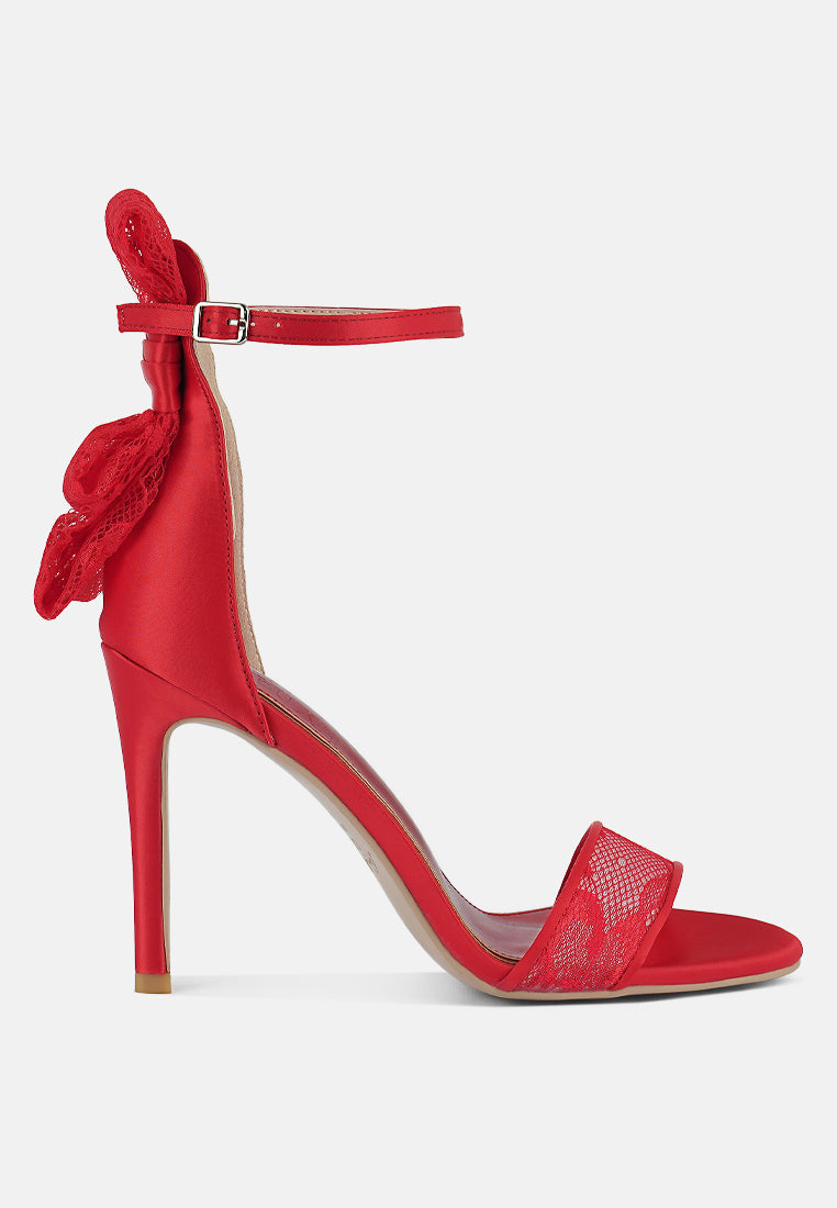 Delancy Bow Detail Lace Stiletto Sandals from London Rag International