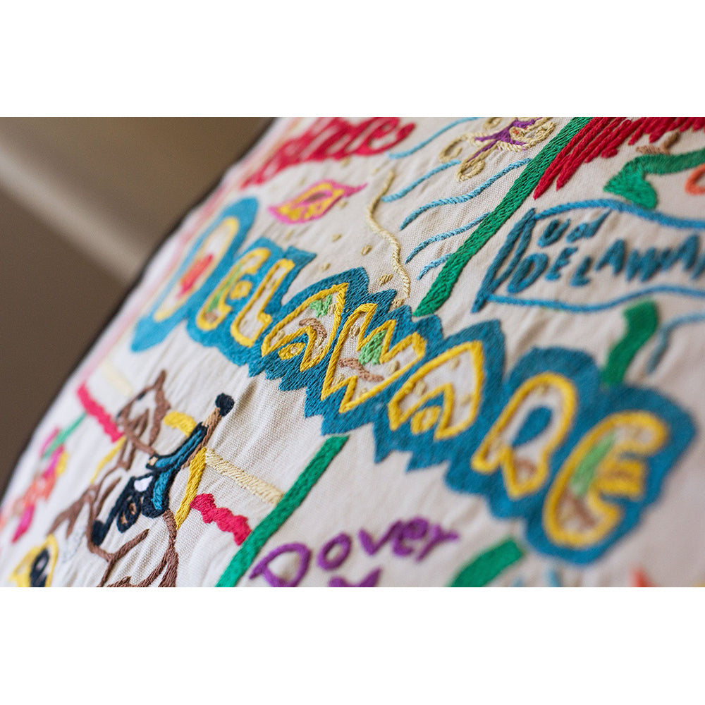 Delaware Hand-Embroidered Pillow from Quirks!
