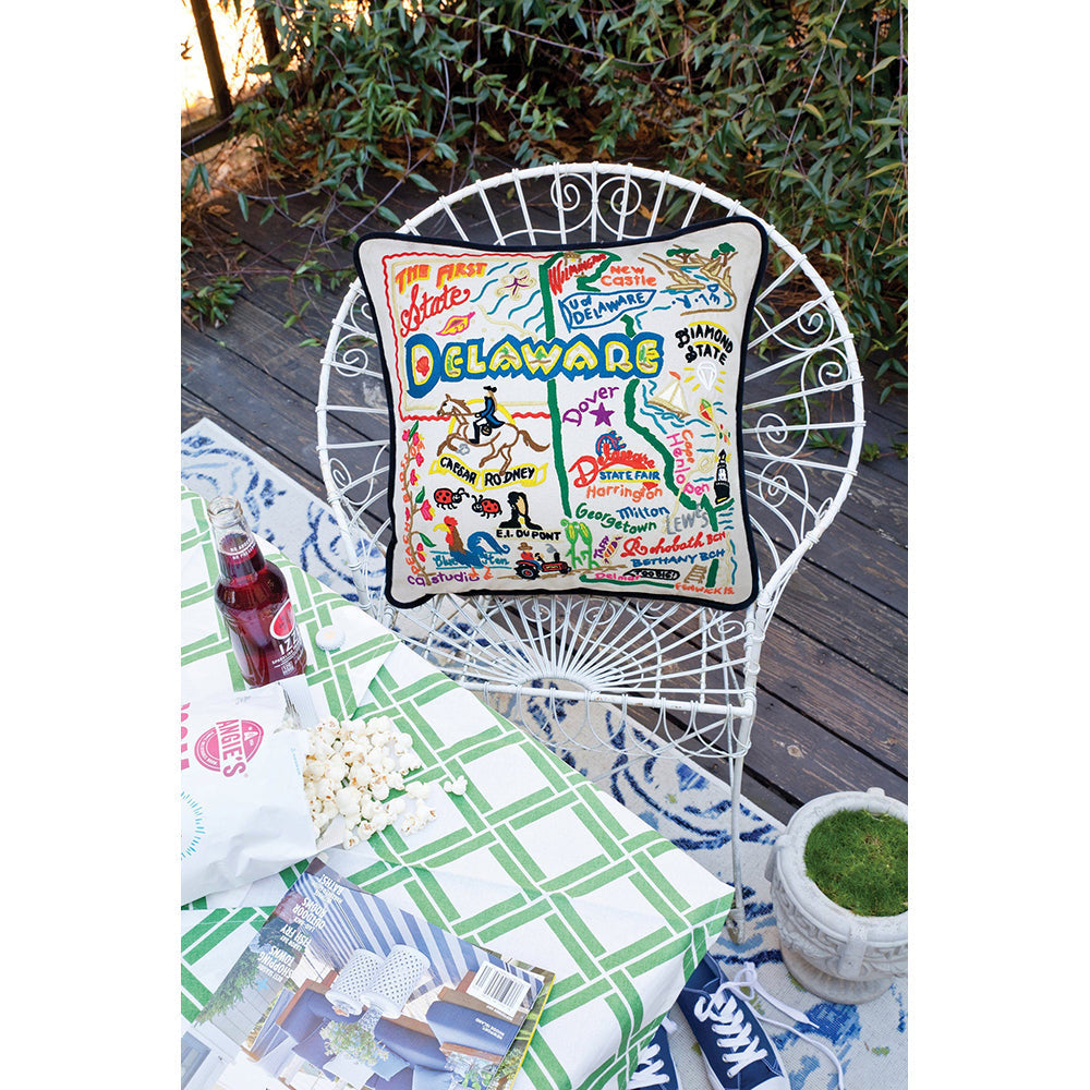 Delaware Hand-Embroidered Pillow from Quirks!