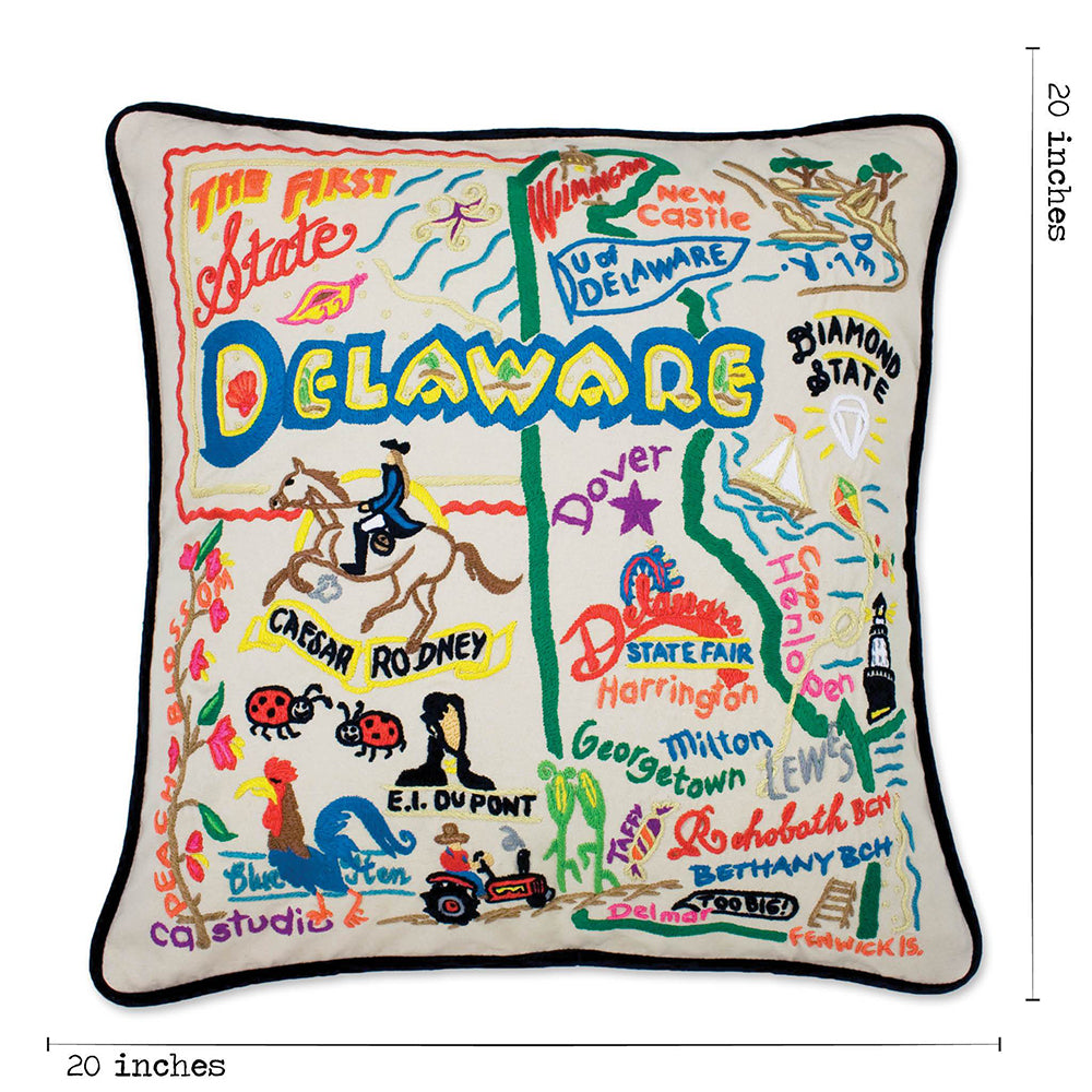 Delaware Hand-Embroidered Pillow from Quirks!
