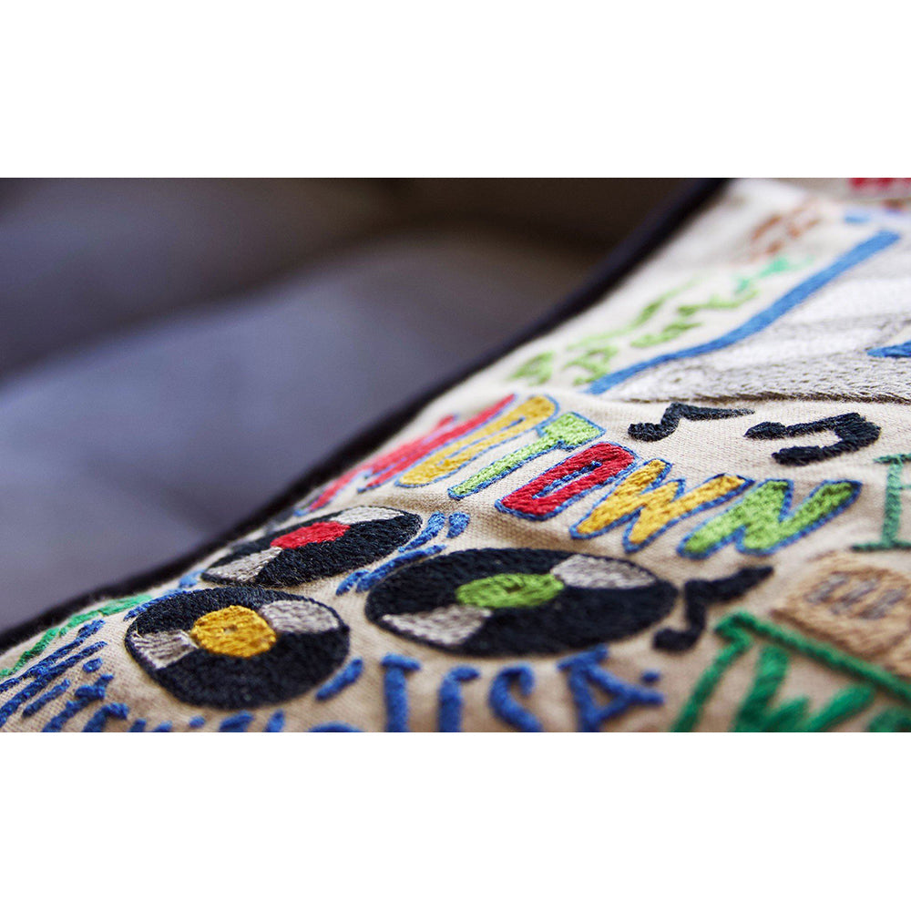 Detroit Hand-Embroidered Pillow by Cat Studio from Quirks!