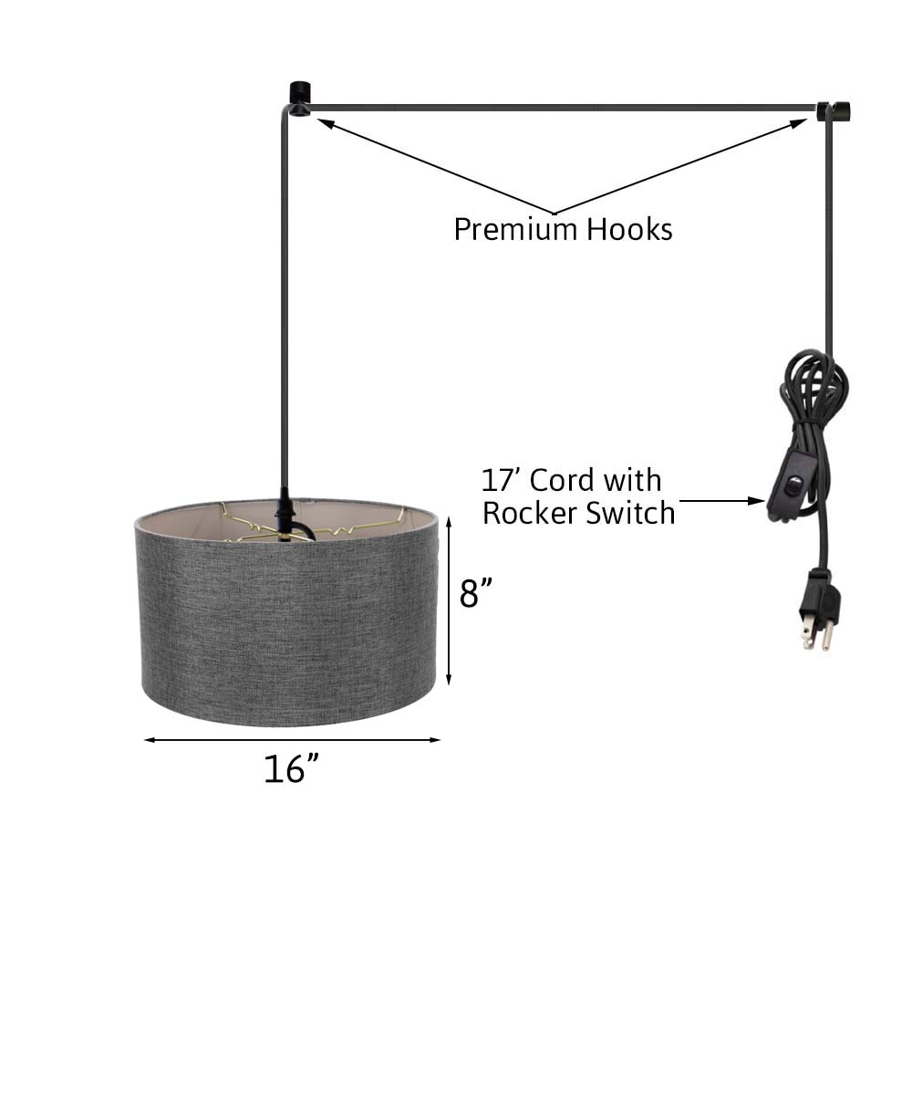 Light Plug In Swag Pendant Ceiling Light Granite Grey Shade From LampsUSA