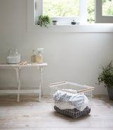 Wire Basket - Two Sizes - Steel + Wood from Yamazaki Home