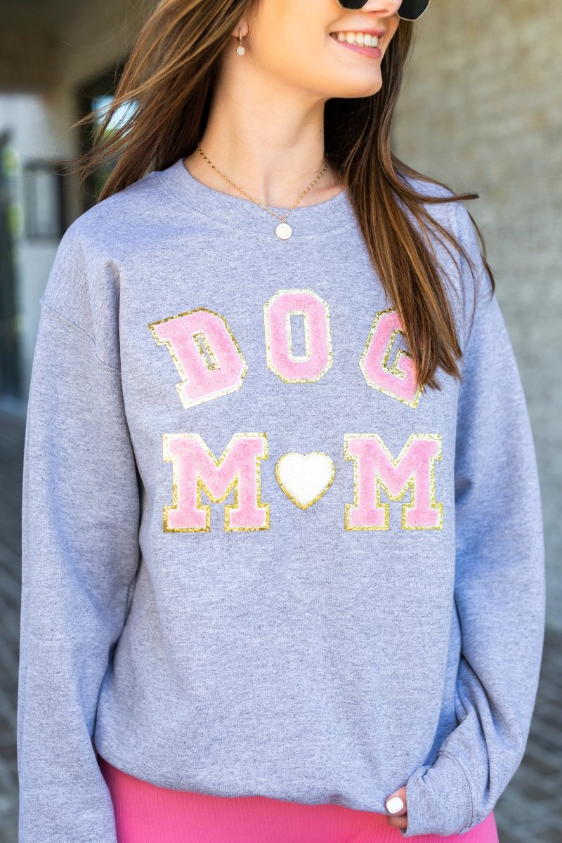 Dog Mom Letter Patch Crewneck Sweatshirt from United Monograms
