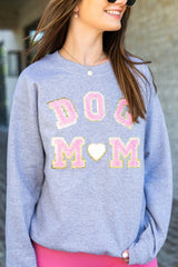 Dog Mom Letter Patch Crewneck Sweatshirt from United Monograms