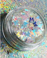 Dolly - White Iridescent Chunky Glitter with Butterflies from Lunautics