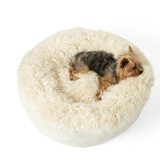 PupPouf™ Luxe Faux Fur Donut Dog Bed - Plush Sheep Ivory from Paw.com