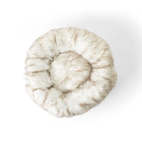 PupPouf™ Faux Fur Donut Dog Bed - White with Brown Accents from Paw.com