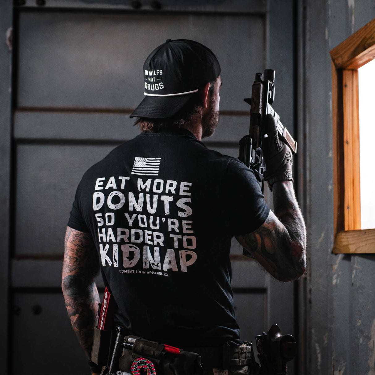 Eat More Donuts So You're Harder To Kidnap Men's T-Shirt From Combat Iron Apparel