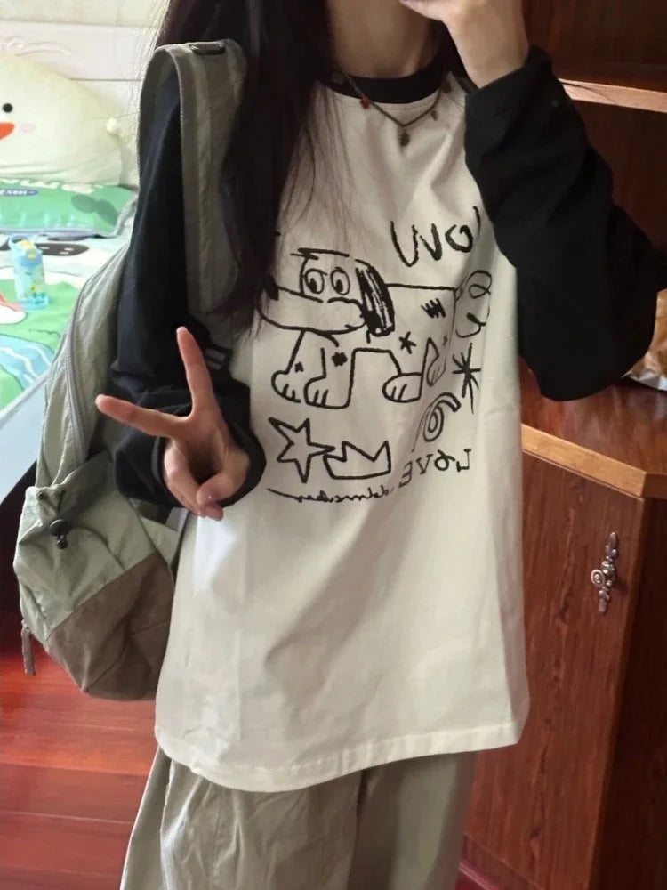 Doodle Delight Layered Tee – Quirky Sketch Art Oversized Tee From Kawaii Stop