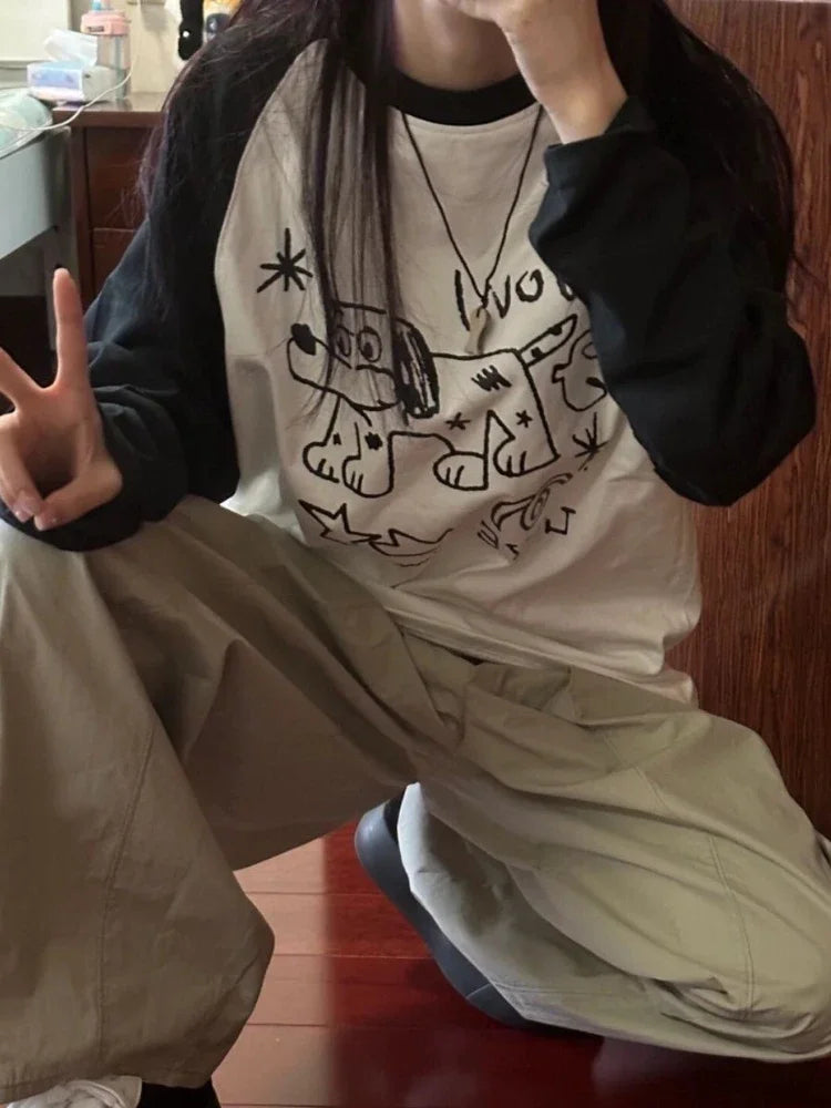 Doodle Delight Layered Tee – Quirky Sketch Art Oversized Tee From Kawaii Stop