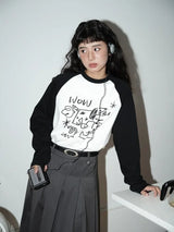 Doodle Delight Layered Tee – Quirky Sketch Art Oversized Tee From Kawaii Stop