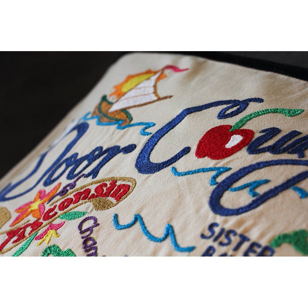 Door County Hand-Embroidered Pillow from Quirks!