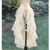 Double-Layered Waist Curtain Skirt - Asymmetrical Ruffle High-Low Cover-Up from Kawaii Stop