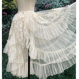 Double-Layered Waist Curtain Skirt - Asymmetrical Ruffle High-Low Cover-Up from Kawaii Stop