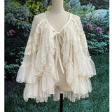 Double-Layered Waist Curtain Skirt - Asymmetrical Ruffle High-Low Cover-Up from Kawaii Stop