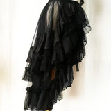 Double-Layered Waist Curtain Skirt - Asymmetrical Ruffle High-Low Cover-Up from Kawaii Stop