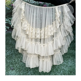 Double-Layered Waist Curtain Skirt - Asymmetrical Ruffle High-Low Cover-Up from Kawaii Stop