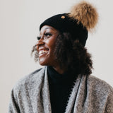 Double Fur Pom, Angora Knit Beanie from Pretty Simple