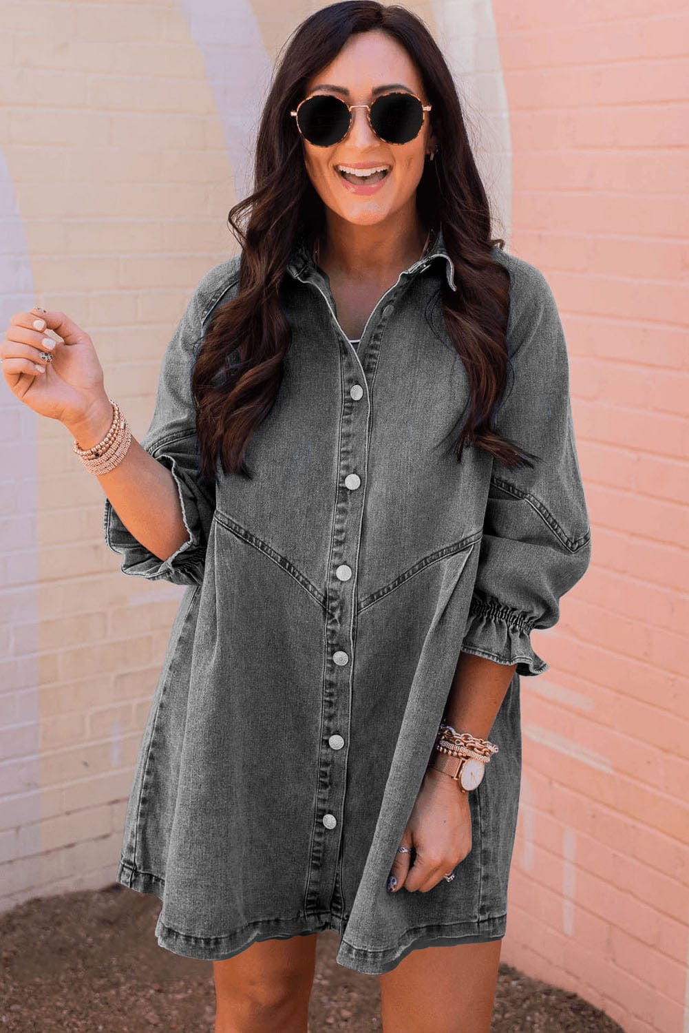 3/4 Sleeve Denim Dress from MsDressly