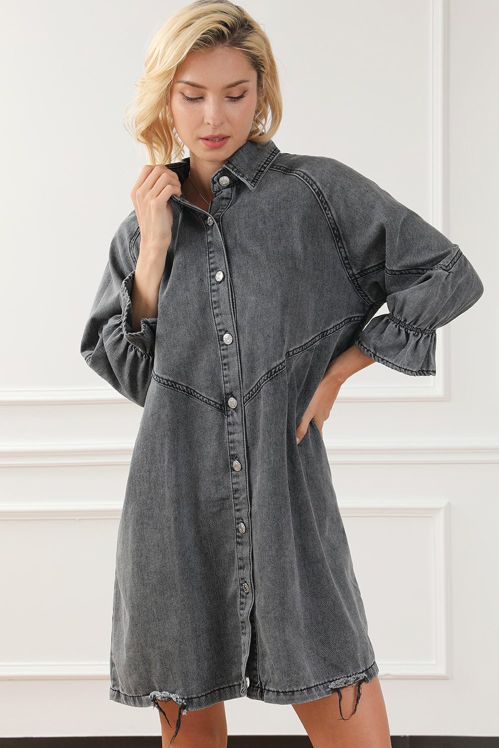 3/4 Sleeve Denim Dress from MsDressly