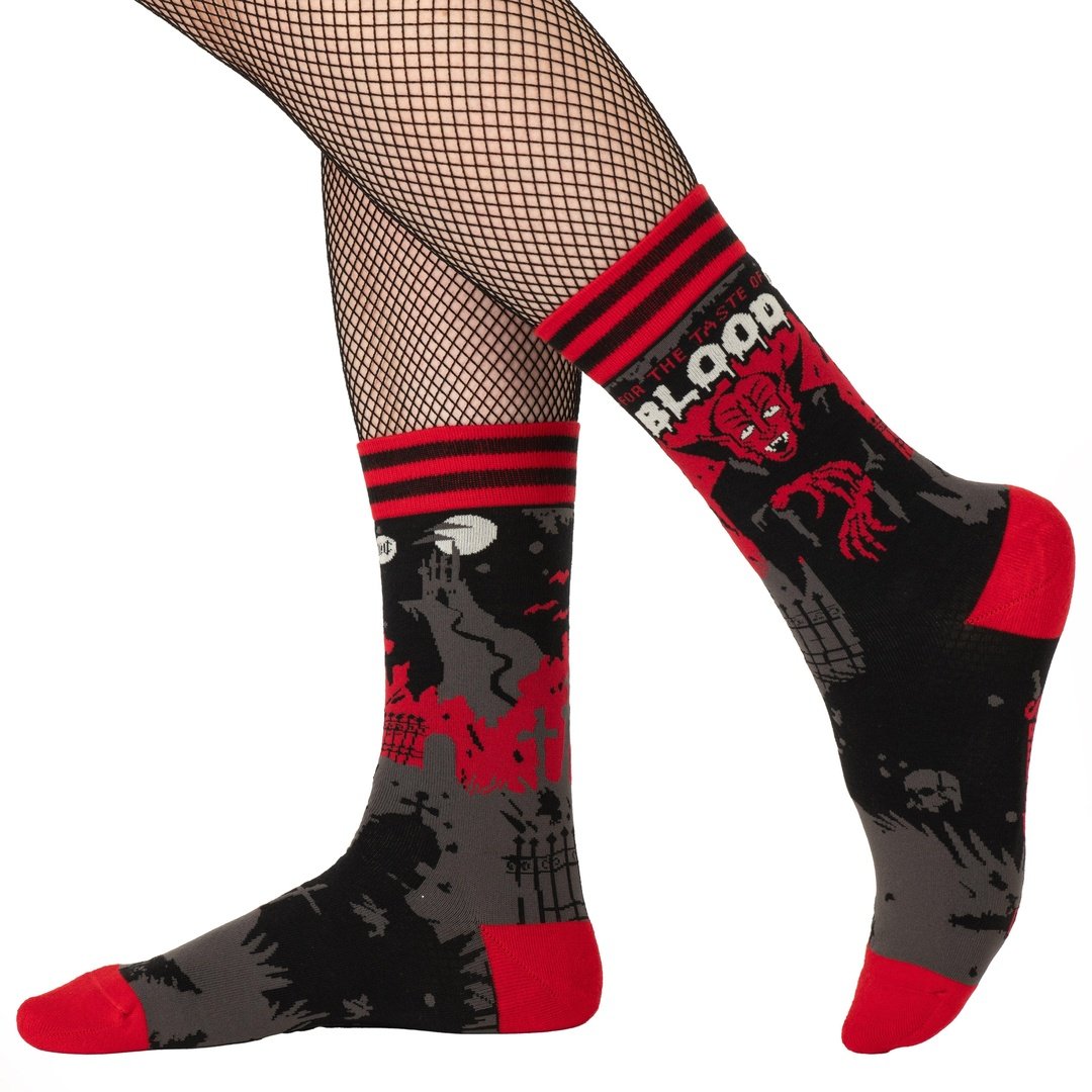 Dracula's Bloodlust Crew Socks from FootClothes