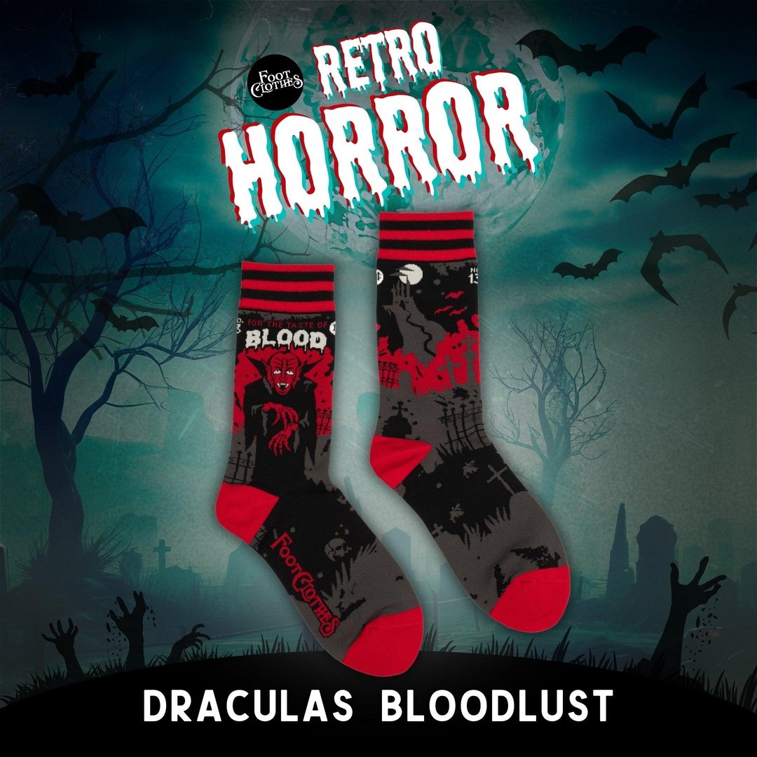 Dracula's Bloodlust Crew Socks from FootClothes