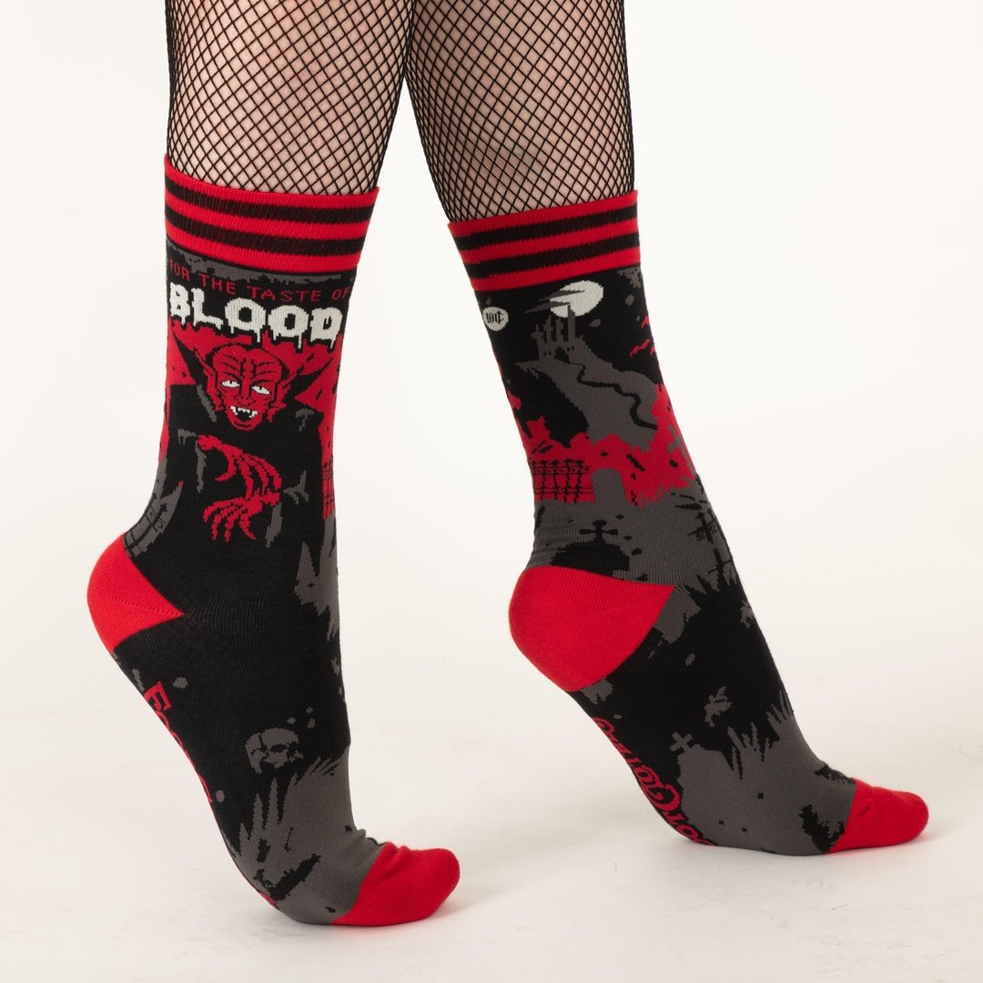 Dracula's Bloodlust Crew Socks from FootClothes