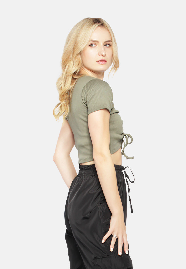 Drawstring Detail Crop Top from London Rag International