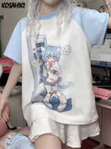 Dreamy Detachable Sleeve Tee – Kawaii Cat & Anime Harajuku Style Top From Kawaii Stop