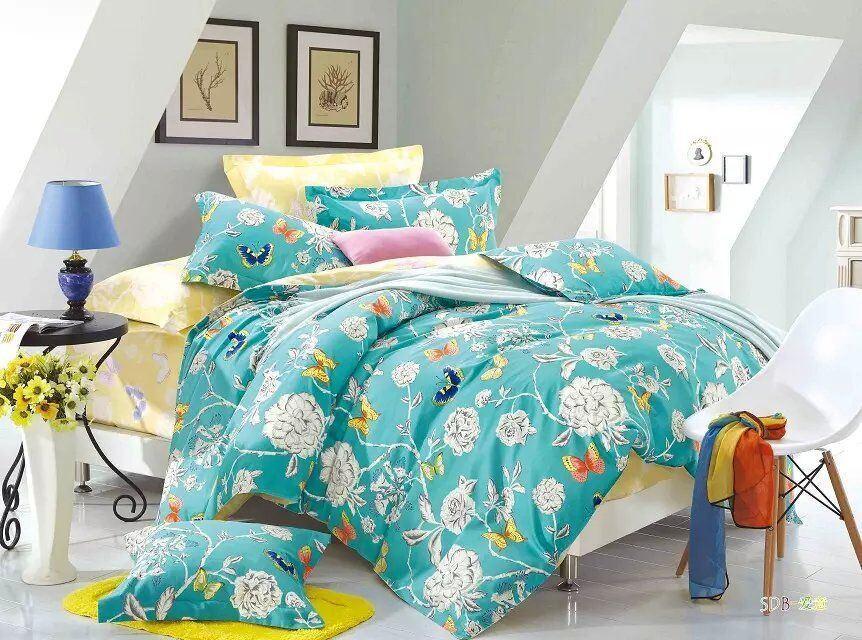 Tache Butterfly Wonderland Cotton Aqua Floral Duvet Cover (2142) from Tache Home Fashion