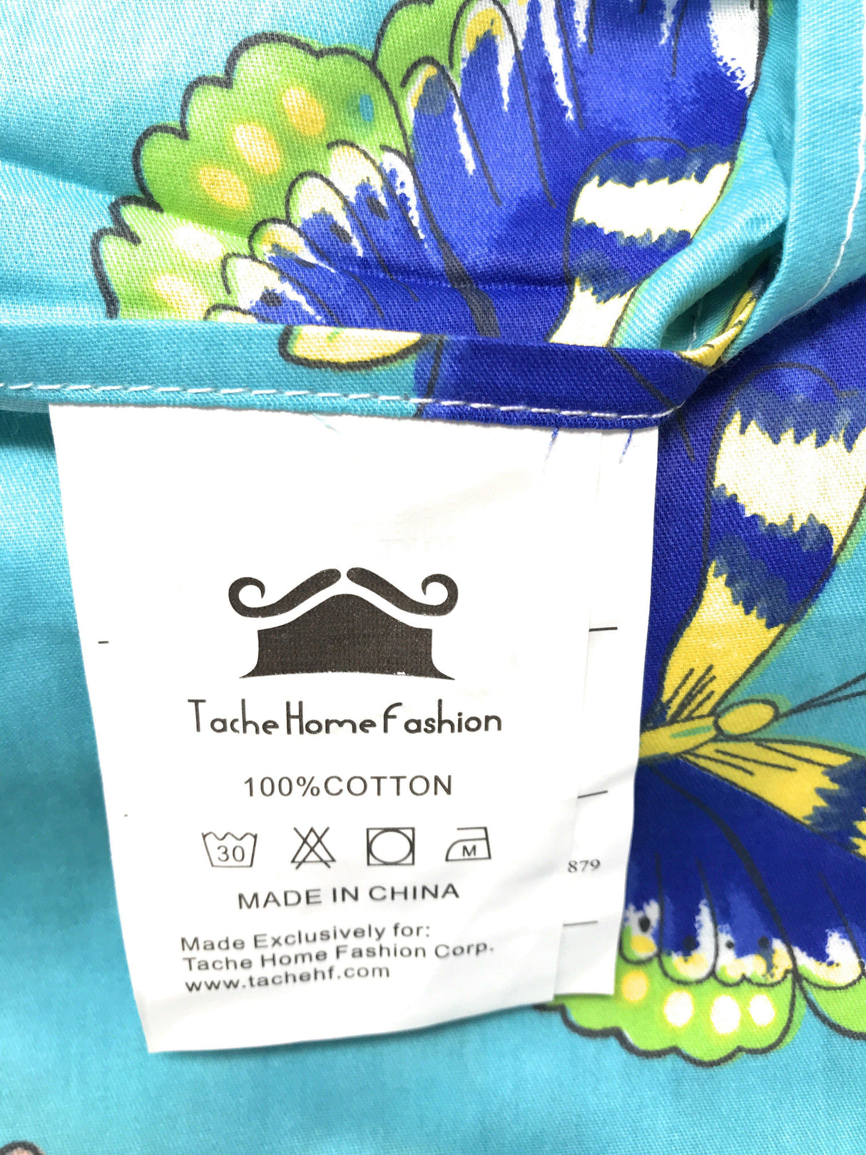 Tache Butterfly Wonderland Cotton Aqua Floral Duvet Cover (2142) from Tache Home Fashion