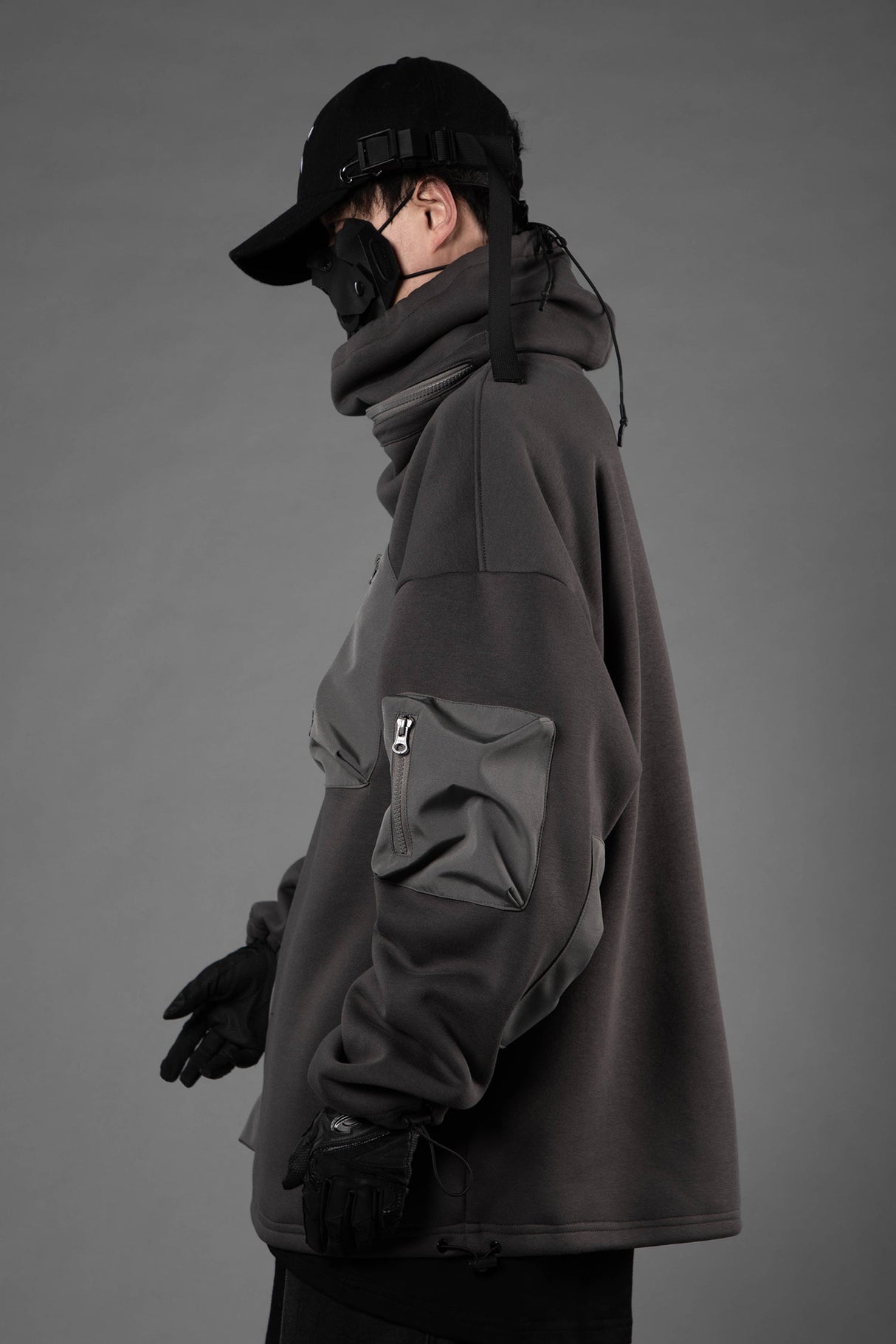 H33 Grey Utility Transformer Hoodie From Niepce Inc