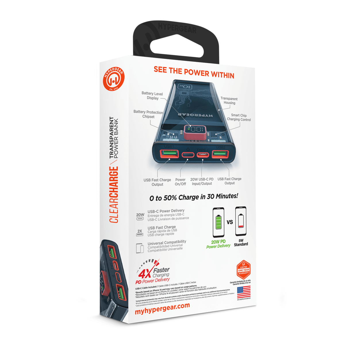 HyperGear ClearCharge 10000mAh Transparent PD Power Bank from Jupiter Gear Home