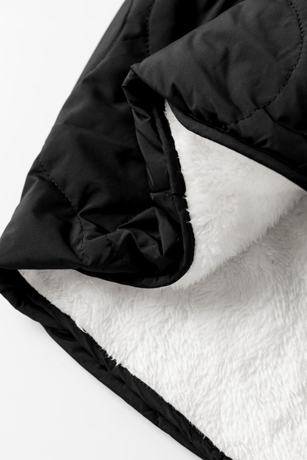 Black Snap Button Furry Reversible Coat From MsDressly