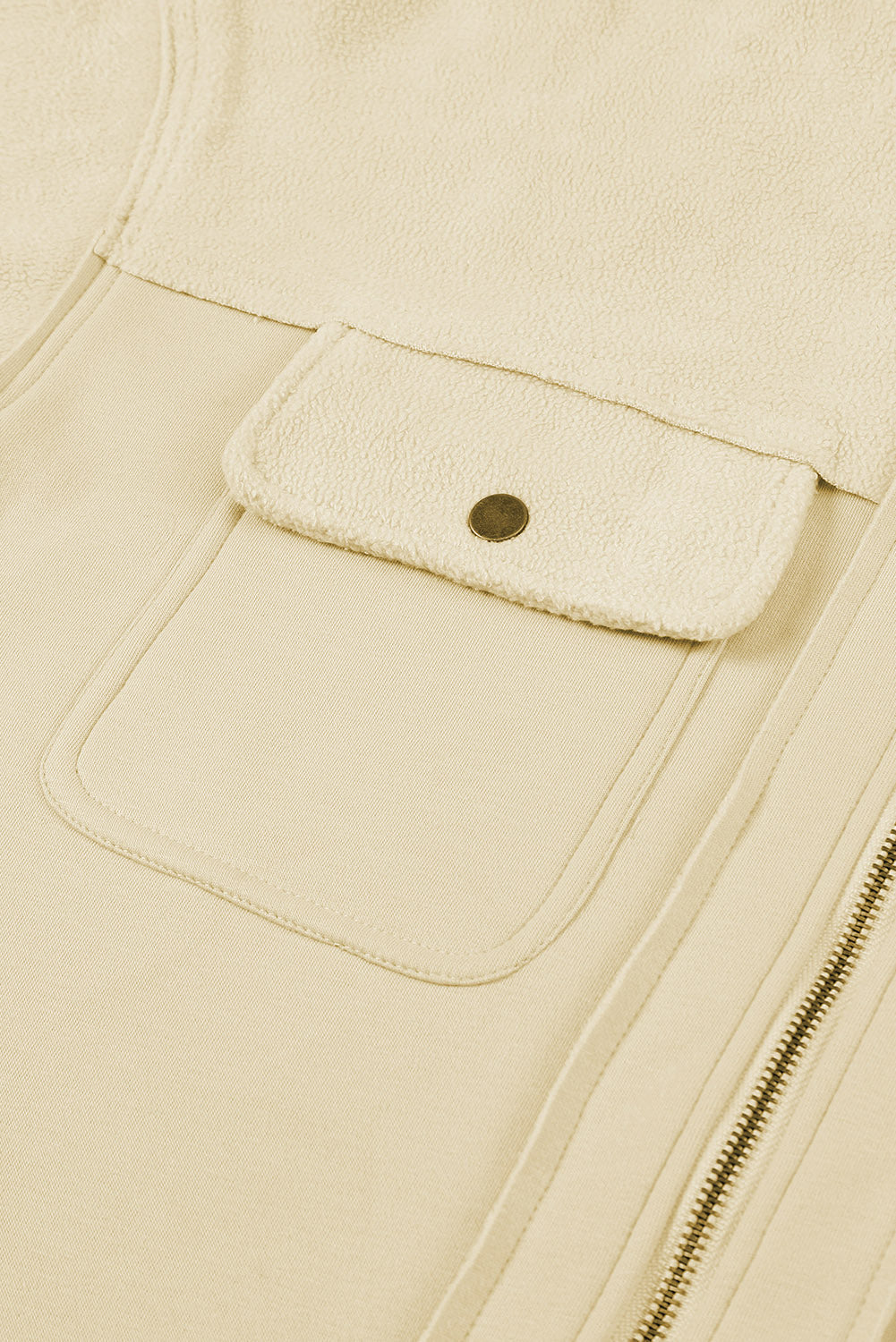 Apricot Flap Pocket Drawstring Hood Zip Up Jacket from MsDressly