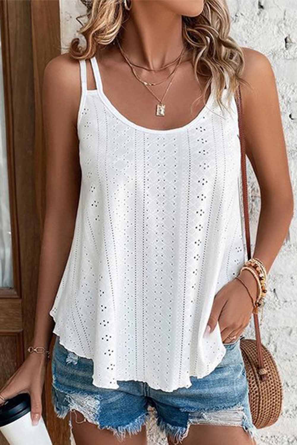 Meadow Eyelet Strappy Scoop-Neck Tank Top From Threaded Pear