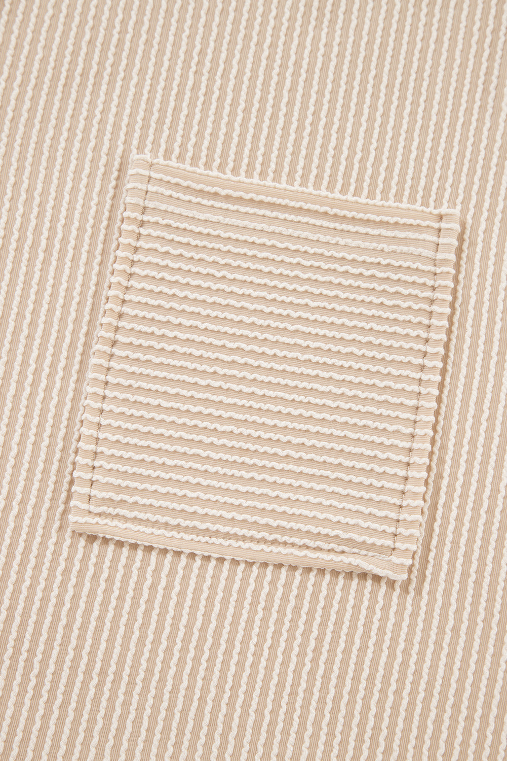 Beige Corded Knit Pocketed Loose Fit T Shirt from MsDressly