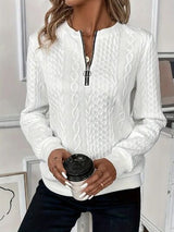 Texture Half Zip Long Sleeve Sweatshirt from Enfance-Heureuse