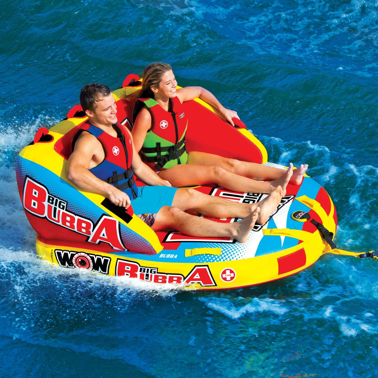WOW Sports Big Bubba Hi Vis 2 Person Towable Water Tube For Pool and Lake