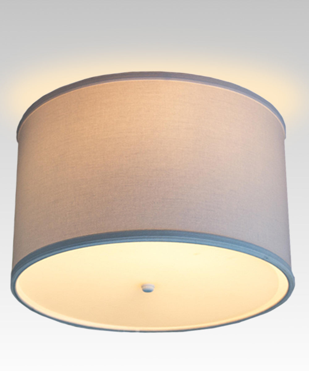 Moderne 14"W Flush Mount Conversion Kit  White Fabric Drum Lampshade From LampsUSA