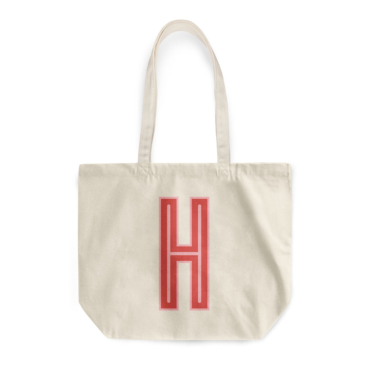 Canvas Tote - Single Initial - Red Pink - from CB Studio