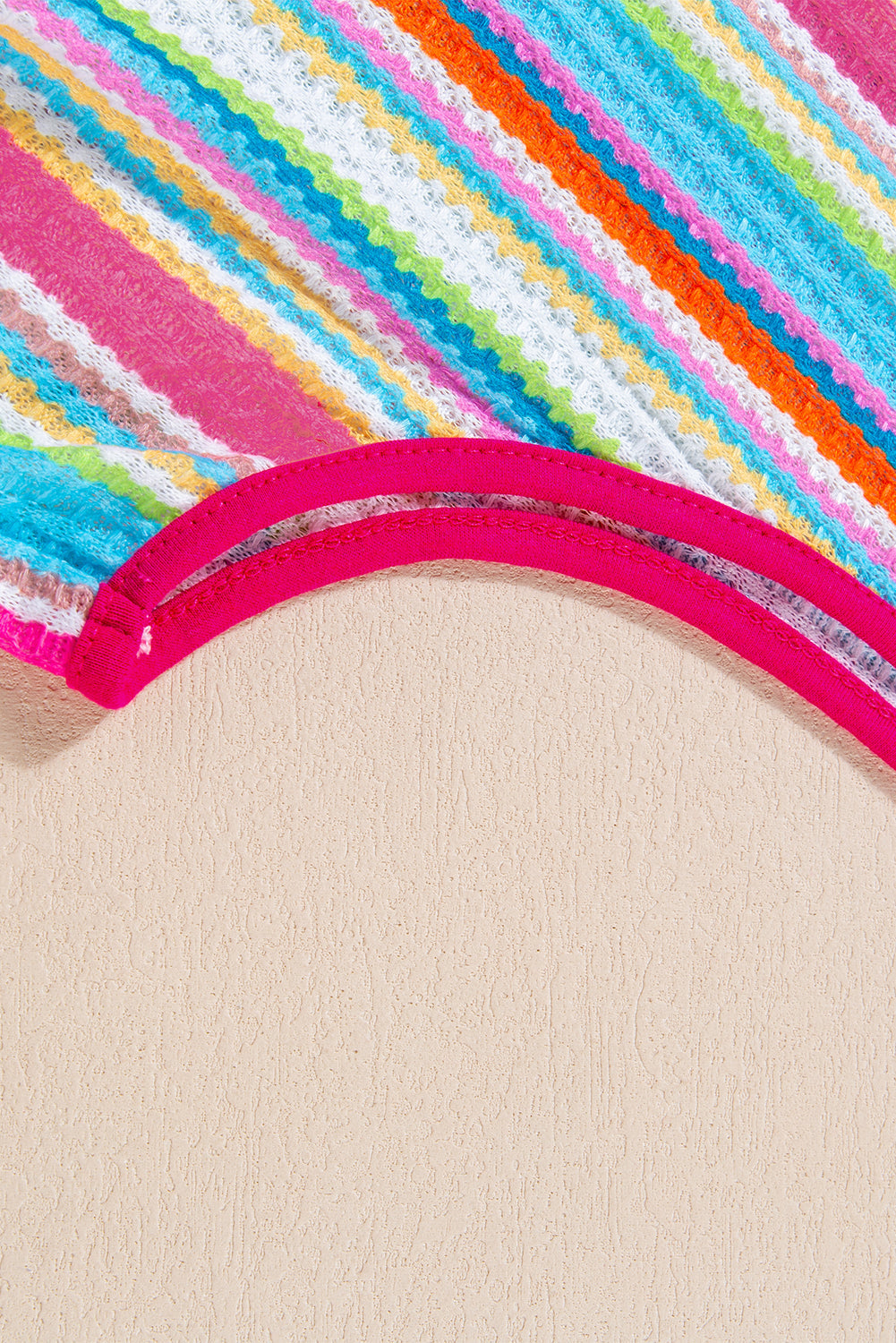 Kenna Stripe Rainbow Eyelet Knit Button Decor Tank Top From Threaded Pear