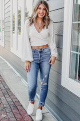 Macie Distressed Frayed Ankle Skinny Jeans From Threaded Pear