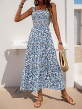 Perfee Frill Printed Square Neck Midi Cami Dress from Enfance-Heureuse