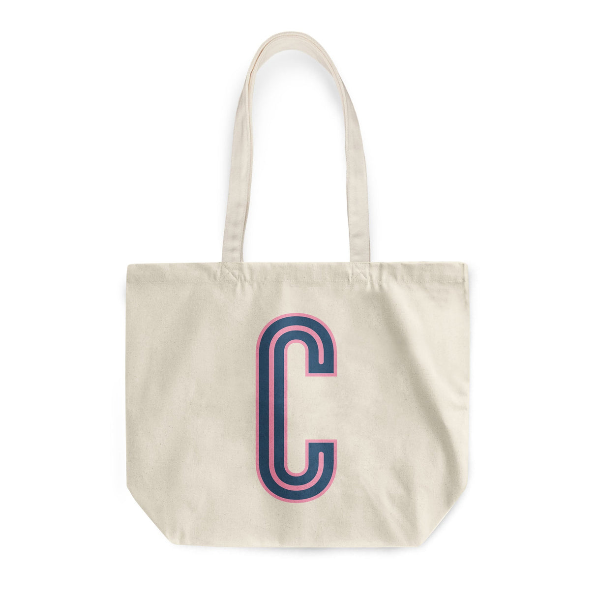 Canvas Tote - Single Initial - Navy Pink -  from CB Studio
