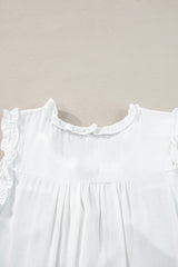 Savan Button Split Neck Ruffled Trim Tank Top From Threaded Pear