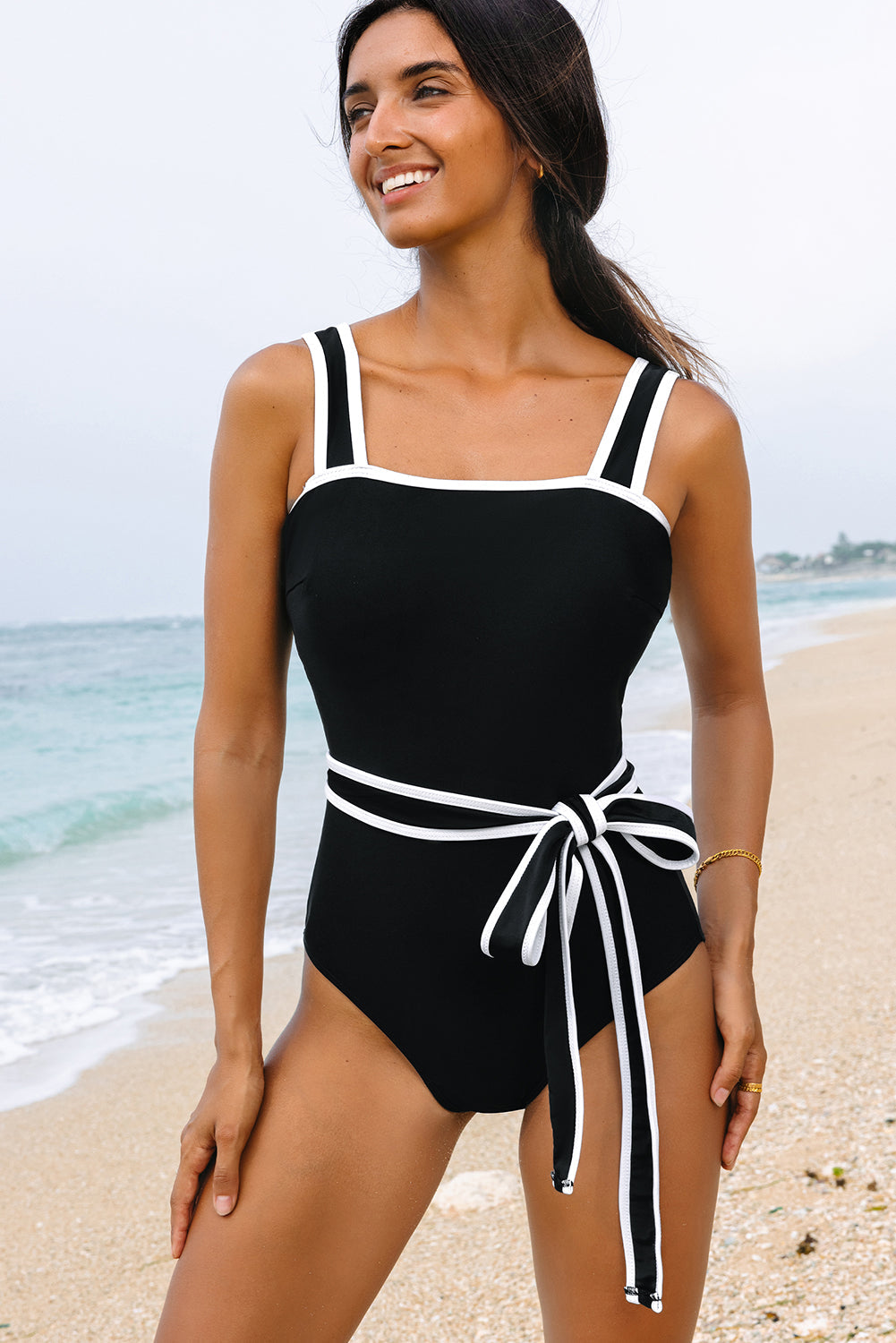 Celine Edge Belted One Piece Swimsuit from Threaded Pear